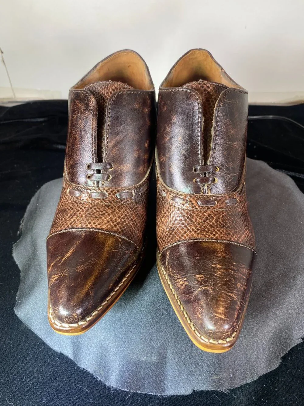 Women's 6.5 Brown Distressed, Nocona Ankle Snip Toe Boot, Slightly Used,